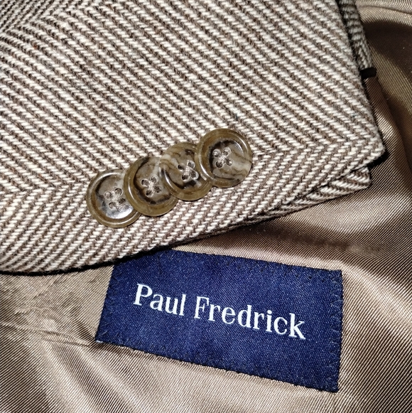 NEW Paul Frederick Mens Blazer Sport Coat Tweed Two Button Jacket Wool Size 42